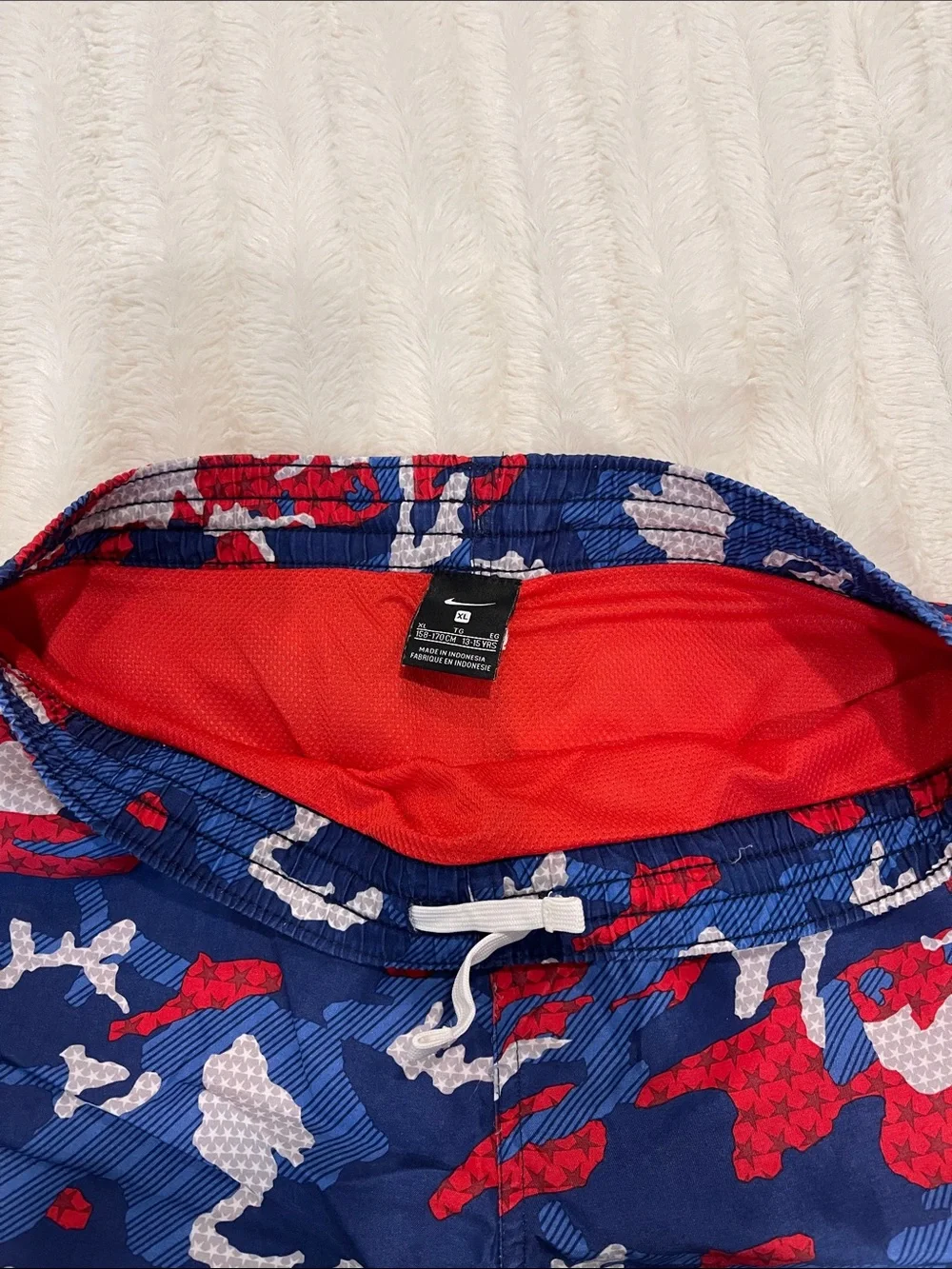 Nike Men's Red, Blue & White Camo Swim Board Shorts